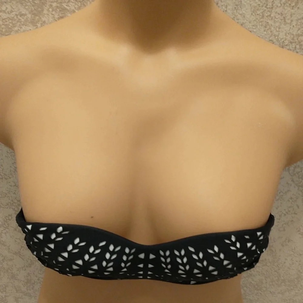 Cape Juby Black and White Laser Cut Bikini Top